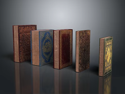 Decorative Books With Various Intricate Patterns And Colorful Covers For Home Decor 3d model