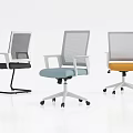 Modern Office Chair With Mesh Back Different Color Seats And Base Types 3d model