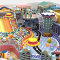 Indoor Playground With Colorful Slides Carousel And Interactive Kids Play Zones