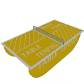 Modern Yellow Table Tennis Table With Net And Surface Text Design 3d model