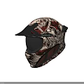 Gorjus Helmet With Intricate Red Black White Gold Designs Carbon Fiber And Tinted Visor