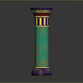 Ornate Ancient Egyptian Column With Intricate Green Purple And Gold Patterns