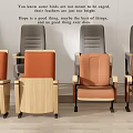Simple Comfortable Chairs With Wooden Frame And Colorful Seats Details