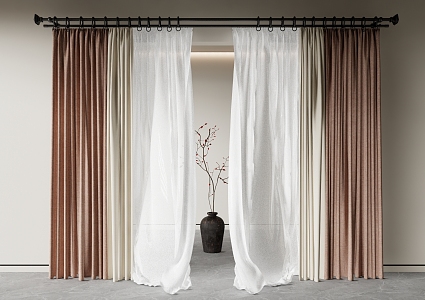 modern curtain fabric curtain gauze curtain fabric curtain 3d model