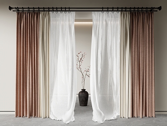 modern curtain fabric curtain gauze curtain fabric curtain 3d model