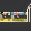 Modern Food Kiosk With Large Screens Showing Fried Chicken Burgers And Classic Flavors