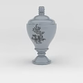 Technology Exhibition Hall Showcasing Gray Decorative Jar With Floral Patterns And Ornate Base
