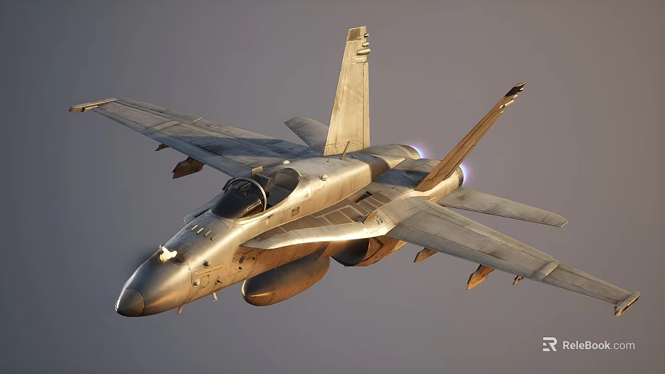 Advanced Fighter Jet Flying With Metallic Body Aerodynamic Wings And Detailed Cockpit 3d model 