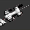 Metallic Black Robot Dog with Red Accents on Leg Joints Mouth and Dynamic Pose