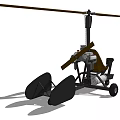 Lightweight Gyrocopter Design Featuring Rotor Seat Frame And Landing Wheels