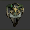 Game Movie Character Crocodile With Egyptian Style Crown Golden Accessories Green Skin Seated Pose