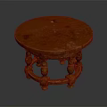 Vintage Wooden Round Small Table Featuring Ornate Carved Legs And Classic Design