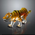 Colorful 3D Tiger Model Featuring Orange Black Stripes And White Paws Detailed Design