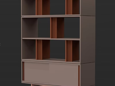 Modern Bookshelf With Multiple Open Shelves And Bottom Drawer Storage Design 3d model