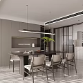 Modern Dining Interior With Natural Light Sliding Blinds Dining Table And Chairs 3d model