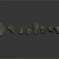 Decorative Green Stone Pieces With White Textures Arranged In Curved Line On Gray Background
