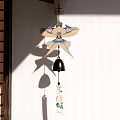 Traditional Japanese Hanging Decoration With Butterfly Shape And Metal Bell For Home Decor