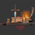 Household Items Display With Open Book Red Cloth Burning Candles Gold Coins And Envelopes