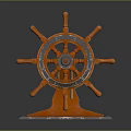 Orange Decorative Ship Steering Wheel As Household Decorative Item With Base