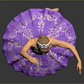 Young Female Ballet Dancer Wearing Purple Tutu With Tiara Performing Dance Pose