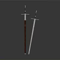 Two Medieval Swords With Metal Blades Leather Sheath And Cross Hilts