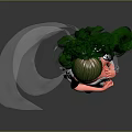 Game Movie Character With Green Long Hair White Dress Flowing Ribbon And Green High Heels