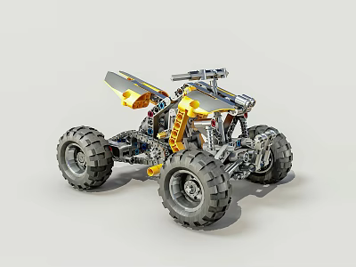 Electric Toy ATV with Yellow Body Large Tires and Off Road Design Features 3d model