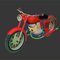 Red Vintage Motorcycle With Black Seat And Silver Metallic Classic Design Showcase