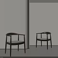 Leisure Chairs with Dark Wooden Frame Armrests Minimalist Design Upholstered Seat for Modern Interior