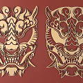 Japanese Metal Carving Japanese Patterns and Wind Patterns Traditional Carving 3d model