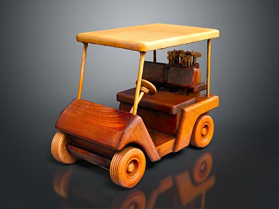 Electric Toy Wooden Golf Cart Design for Kids Playtime and Fun 3d model