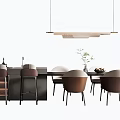 Modern Restaurant Interior With Open Kitchen Dark Cabinets Bar Stools And Dining Chairs 3d model
