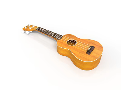 Wooden Brown Acoustic Ukulele With Four Strings For Home Daily Life Use 3d model