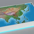 Commercial 3D Relief Map Display With Asia Region Terrain Details And LED Lighting Base