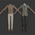 Men's Casual And Formal Clothing Outfits On Mannequins With Shirt Suit Pants And Shoes