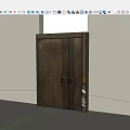 Elegant Bronze Entrance Door With Carved Patterns Metal Handles Dark Frame And Marble Inlay