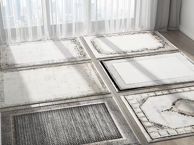 Square Rugs With Various Patterns And Modern Designs In Neutral Tones For Indoor Decor 3d model