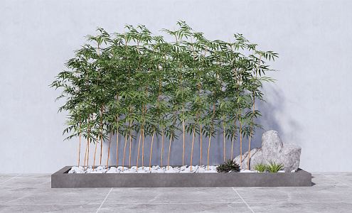 Modern bamboo indoor green bamboo combination 3d model