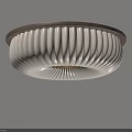 Modern Flush Mount Ceiling Light With Pleated Ivory Shade And Brown Frame 3d model