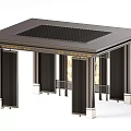 Modern Pergola Design With Square Top Grid Pattern And Black Slat Columns 3d model
