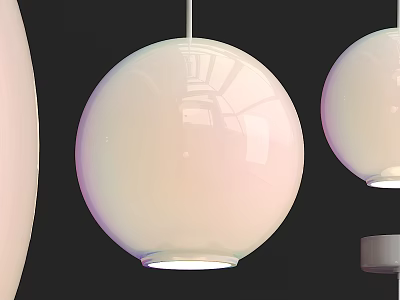Elegant Modern Interior Design With Spherical White Glossy Pendant Lights 3d model