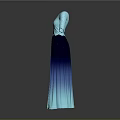 Light And Dark Blue Gradient Long Dress With Lace Upper Part And Three Quarter Sleeves
