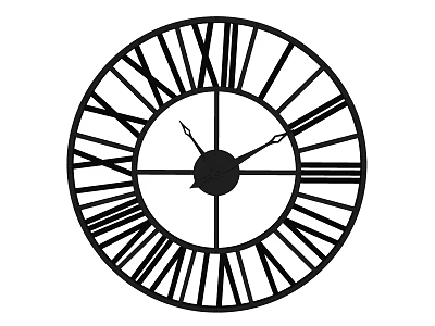 Decorative Black Round Wall Clock With Roman Numeral Dial And Minimalist Design 3d model