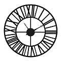 Decorative Black Round Wall Clock With Roman Numeral Dial And Minimalist Design