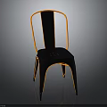 Modern Black And Orange Chair With Metal Frame Vertical Backrest And Sleek Contemporary Design