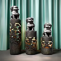 New Chinese Style Stone Column Xiangyun Hollow Column 3d model