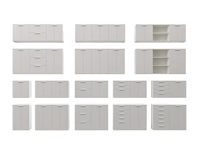 White Cabinetry Collection With Various Drawers Doors And Shelf Designs 3d model