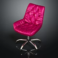 Pink Padded Office Chair with Wheels for Comfortable Modern Workspace 3d model