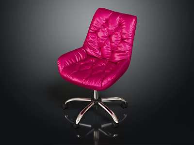 Pink Padded Office Chair with Wheels for Comfortable Modern Workspace 3d model