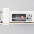 White Modern TV Console With Dune Screen Cabinets And Shelf Design 3d model